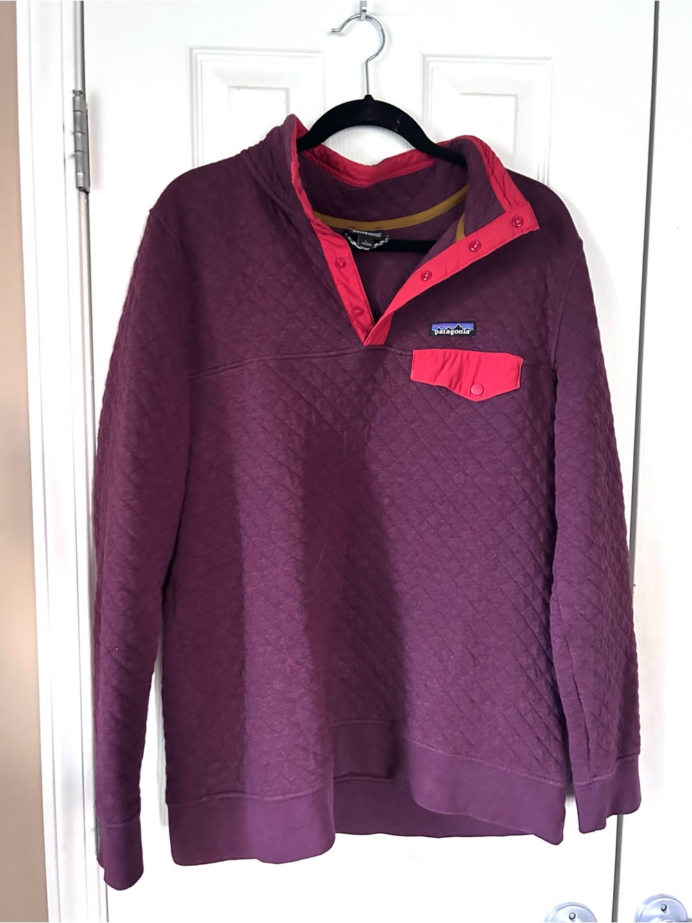 Patagonia Organic Cotton Quilted Snap-T Pullover Women’s Large Purple